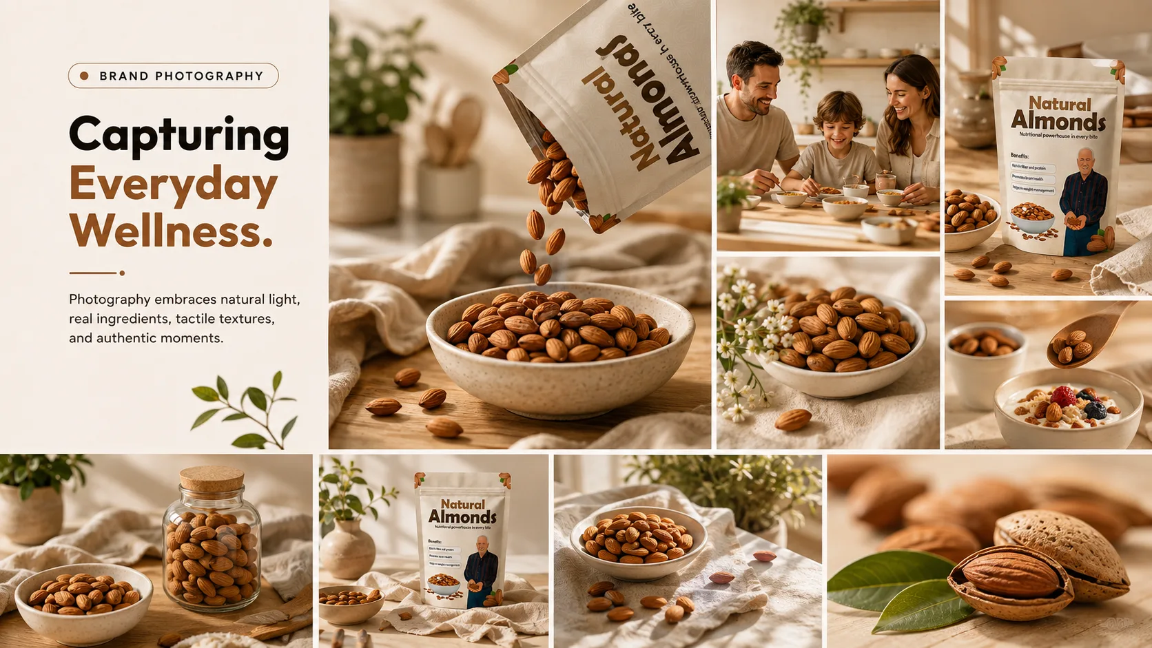 Natural Almond — Packaging Design packaging & visual design mockup 13 by Raghav Chopra